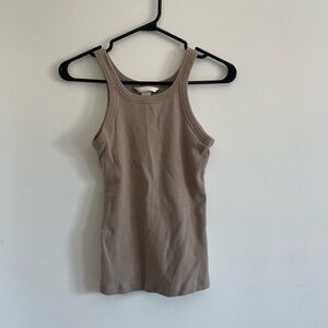 H&M Ribbed Tank Top - Taupe Beige
